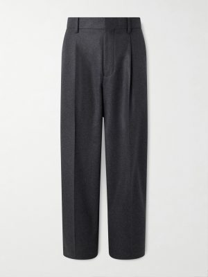 Straight-Leg Pleated Merino Wool-Flannel Suit Trousers Straight-Leg Pleated Merino Wool-Flannel Suit Trousers