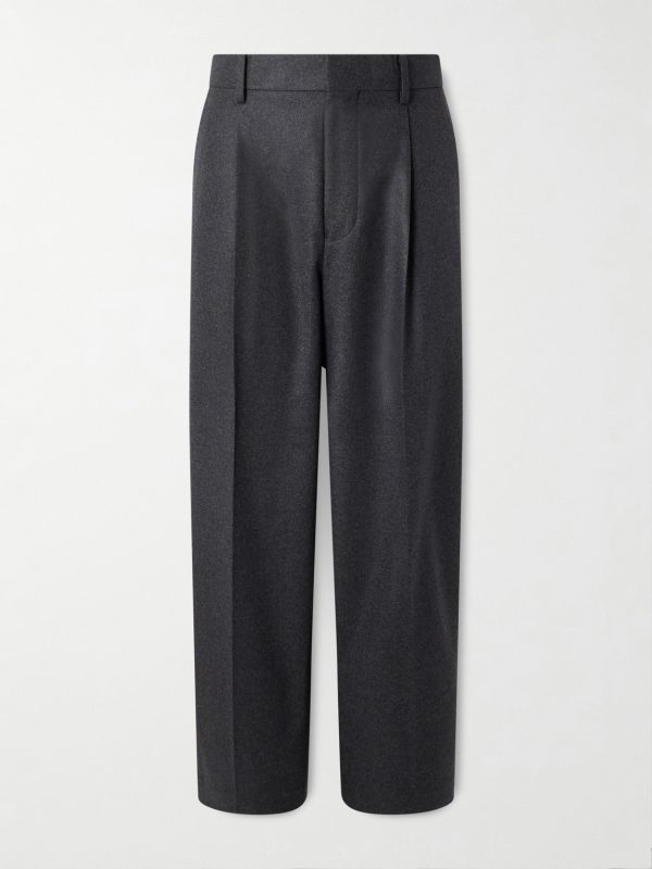 Straight-Leg Pleated Merino Wool-Flannel Suit Trousers