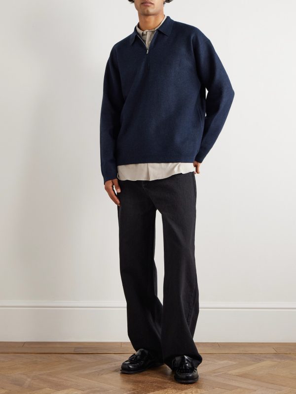 Wool-Blend Half-Zip Polo Sweater - OU Wool-Blend Half-Zip Polo Sweater - OU
