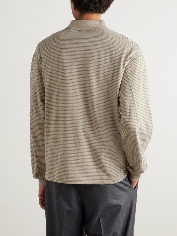 Striped Suvin Cotton Polo Shirt - BK