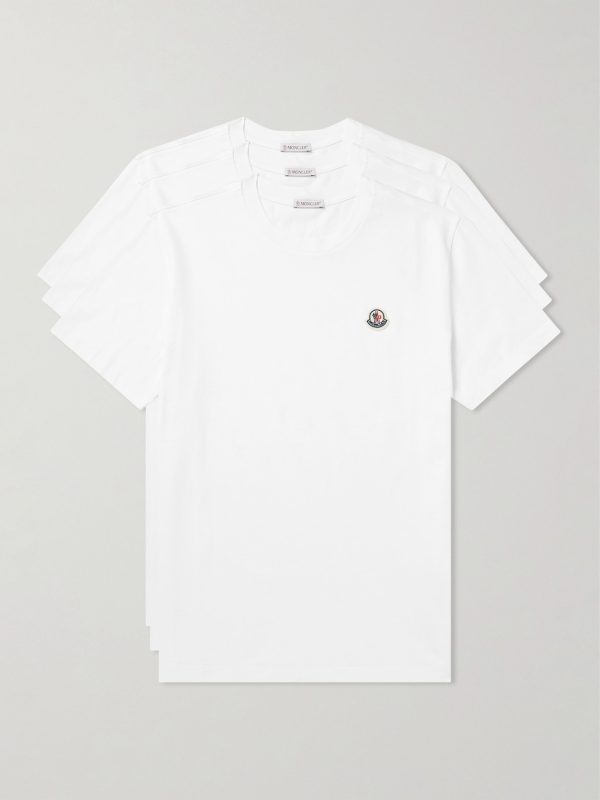 Three-Pack Logo-Appliquéd Organic Cotton-Jersey T-Shirts Three-Pack Logo-Appliquéd Organic Cotton-Jersey T-Shirts