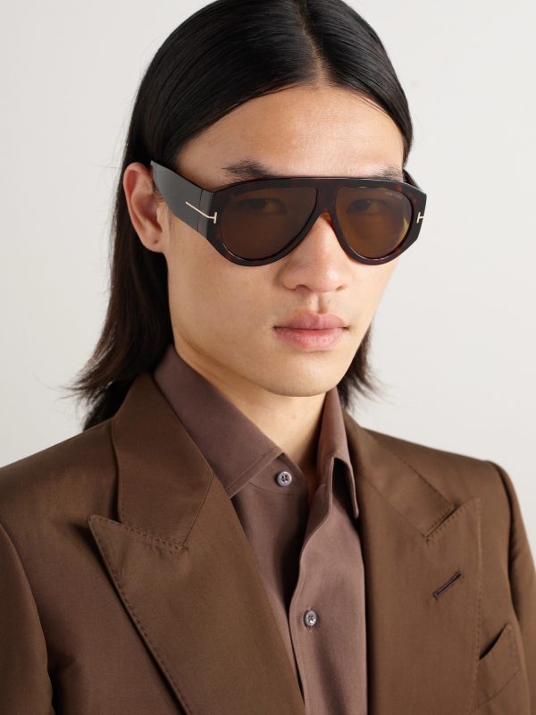 Bronson Aviator-Style Tortoiseshell Acetate Sunglasses - OU