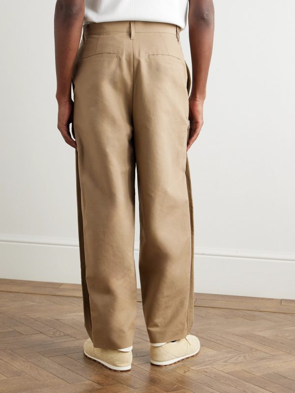 Tapered Pleated Cotton Trousers - BK Tapered Pleated Cotton Trousers - BK
