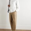 Tapered Pleated Cotton Trousers - OU Tapered Pleated Cotton Trousers - OU