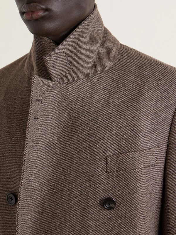 Double-Breasted Wool-Twill Overcoat - E1