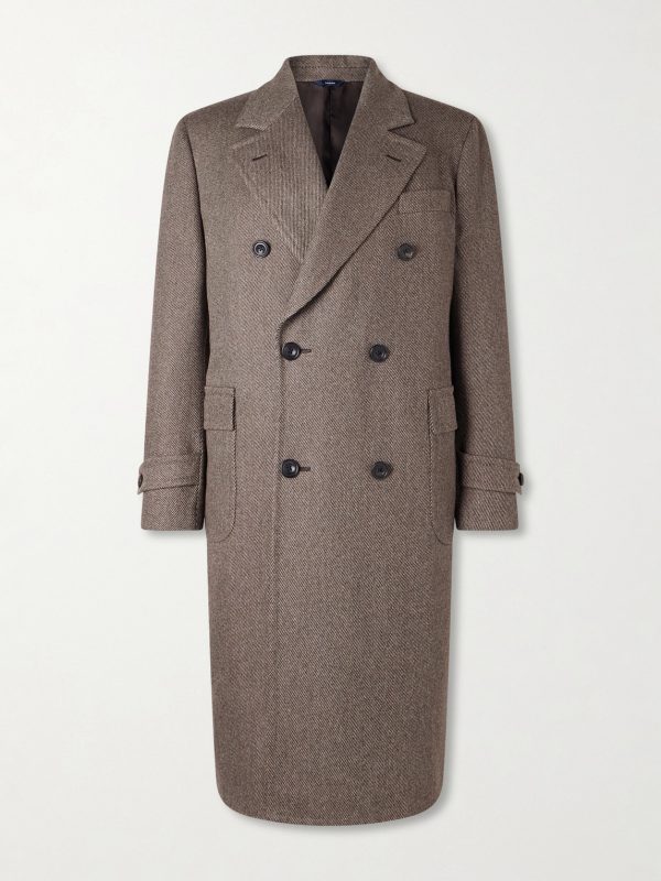 Double-Breasted Wool-Twill Overcoat