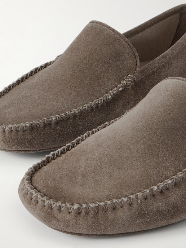 Cashmere-Lined Suede Slippers - CU