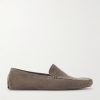 Cashmere-Lined Suede Slippers