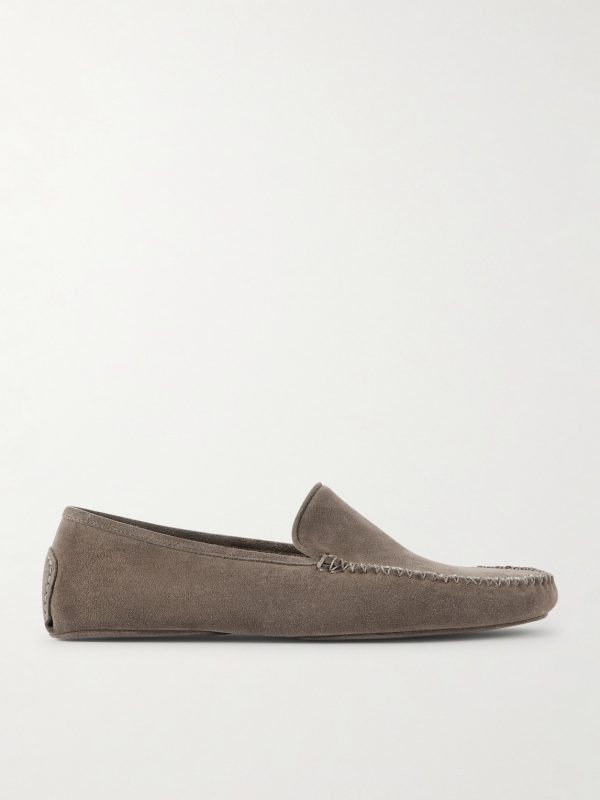 Cashmere-Lined Suede Slippers