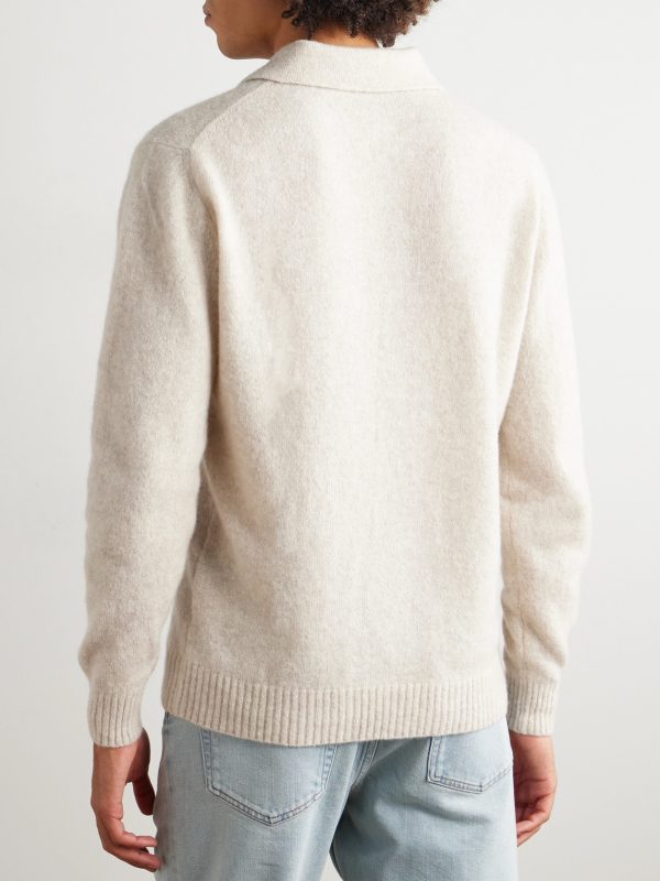 Brushed Cashmere-Blend Polo Shirt - BK