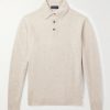 Brushed Cashmere-Blend Polo Shirt