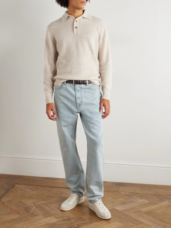 Brushed Cashmere-Blend Polo Shirt - OU