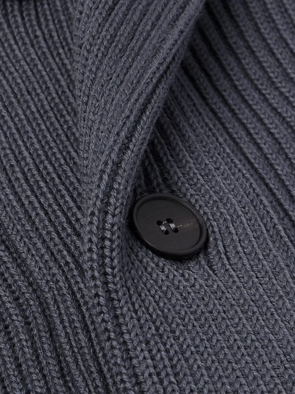 Shawl-Collar Ribbed Wool Cardigan - CU Shawl-Collar Ribbed Wool Cardigan - CU