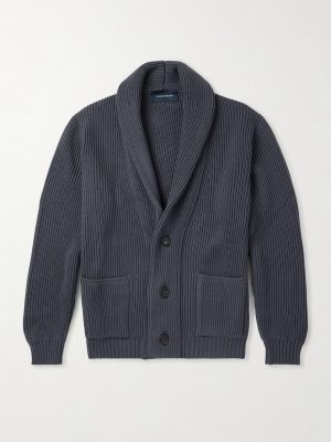 Shawl-Collar Ribbed Wool Cardigan