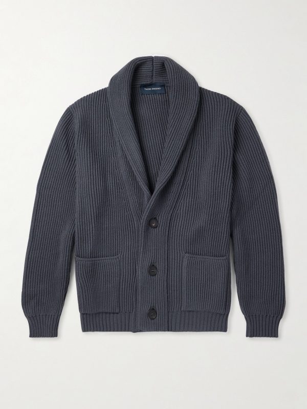 Shawl-Collar Ribbed Wool Cardigan Shawl-Collar Ribbed Wool Cardigan
