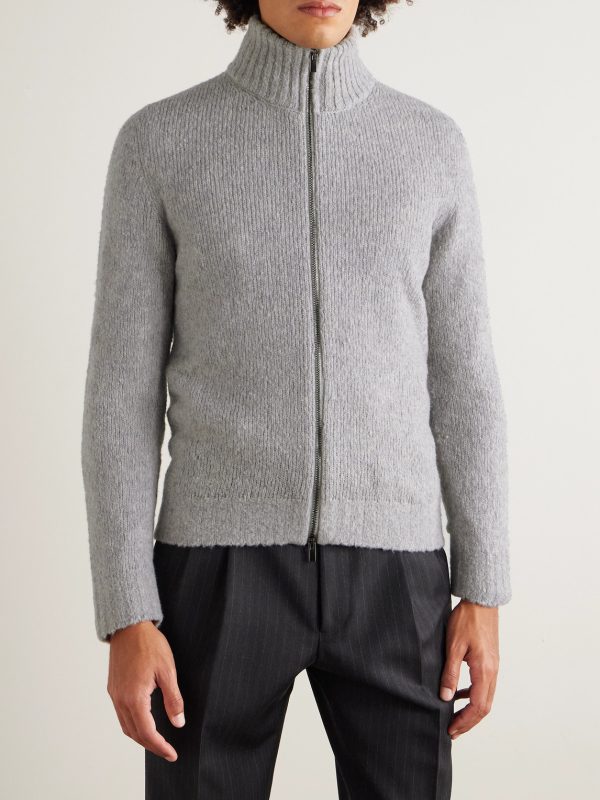 Slim-Fit Merino Wool-Blend Zip-Up Cardigan - FR Slim-Fit Merino Wool-Blend Zip-Up Cardigan - FR
