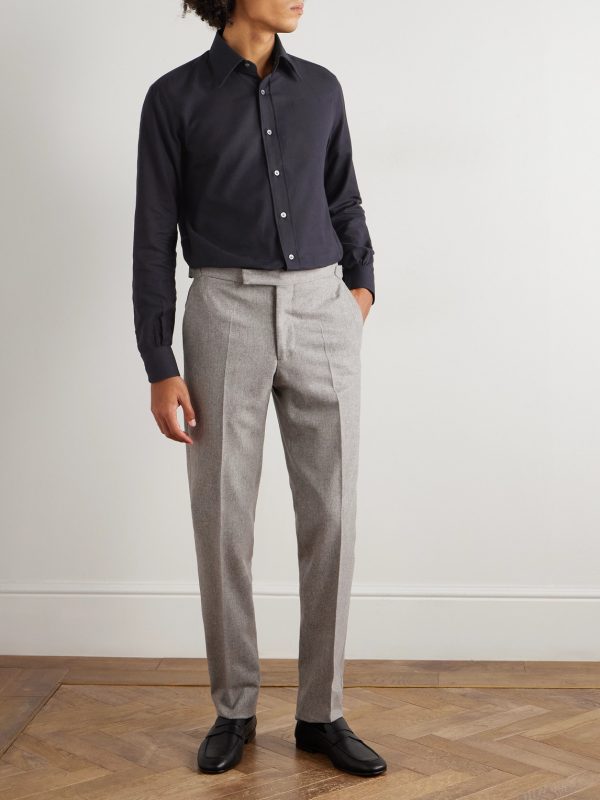 Tapered Wool Trousers - OU Tapered Wool Trousers - OU