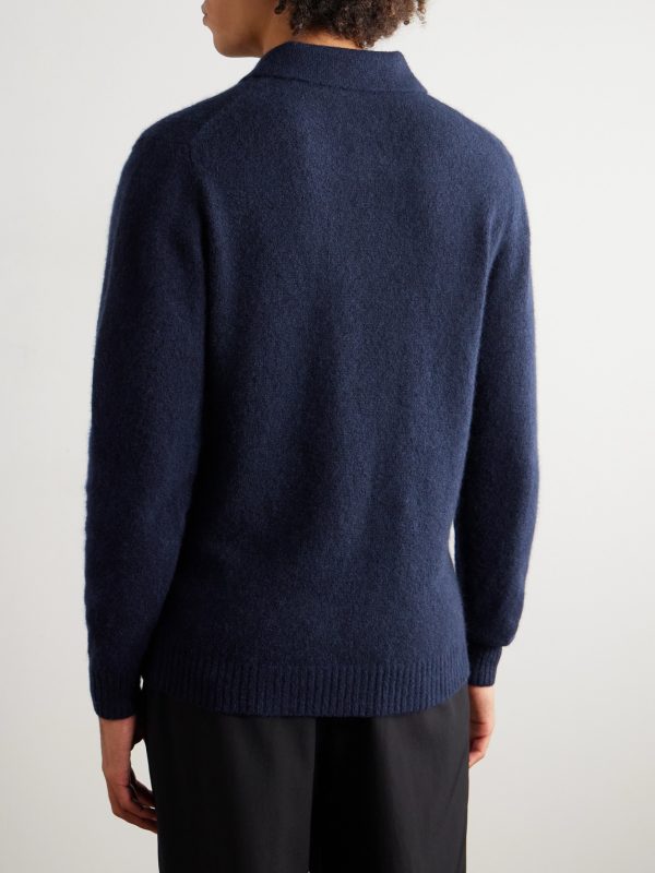 Brushed Cashmere-Blend Polo Shirt - BK