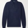 Brushed Cashmere-Blend Polo Shirt