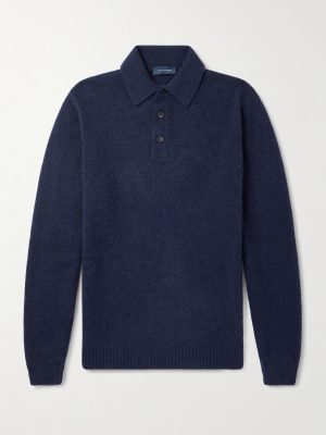 Brushed Cashmere-Blend Polo Shirt