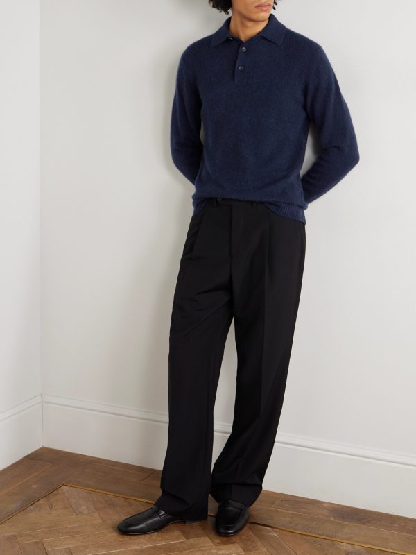 Brushed Cashmere-Blend Polo Shirt - OU