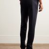 Straight-Leg Pleated Wool-Blend Jersey Trousers - BK Straight-Leg Pleated Wool-Blend Jersey Trousers - BK