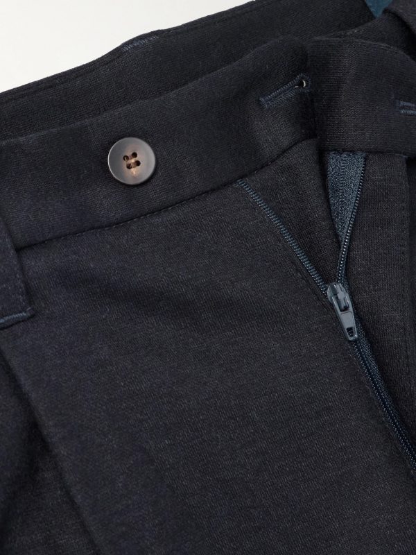 Straight-Leg Pleated Wool-Blend Jersey Trousers - E1 Straight-Leg Pleated Wool-Blend Jersey Trousers - E1