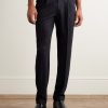 Straight-Leg Pleated Wool-Blend Jersey Trousers - FR Straight-Leg Pleated Wool-Blend Jersey Trousers - FR