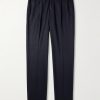 Straight-Leg Pleated Wool-Blend Jersey Trousers Straight-Leg Pleated Wool-Blend Jersey Trousers