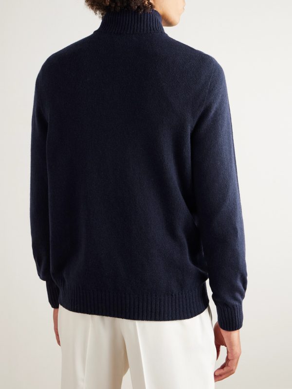 Cashmere Rollneck Half-Zip Sweater - BK