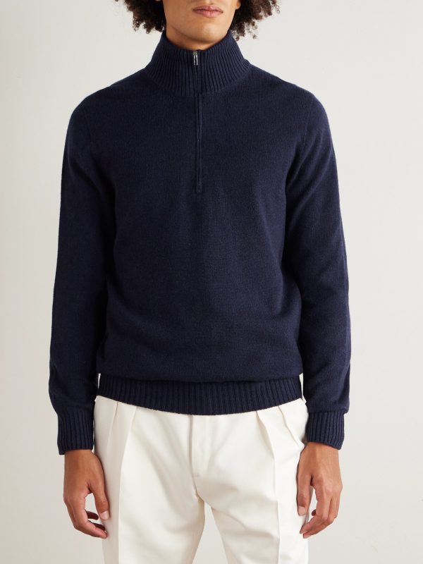 Cashmere Rollneck Half-Zip Sweater - FR