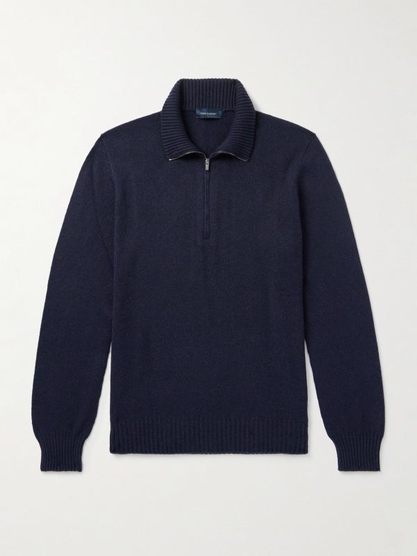 Cashmere Rollneck Half-Zip Sweater
