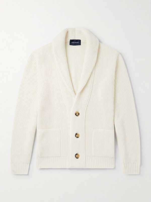Shawl-Collar Ribbed Wool Cardigan Shawl-Collar Ribbed Wool Cardigan
