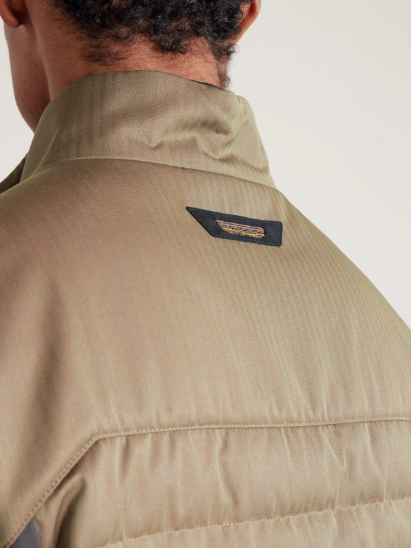 Intrepid Shell-Trimmed Quilted Herringbone Virgin Wool Down Gilet - E1