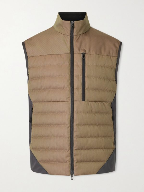 Intrepid Shell-Trimmed Quilted Herringbone Virgin Wool Down Gilet