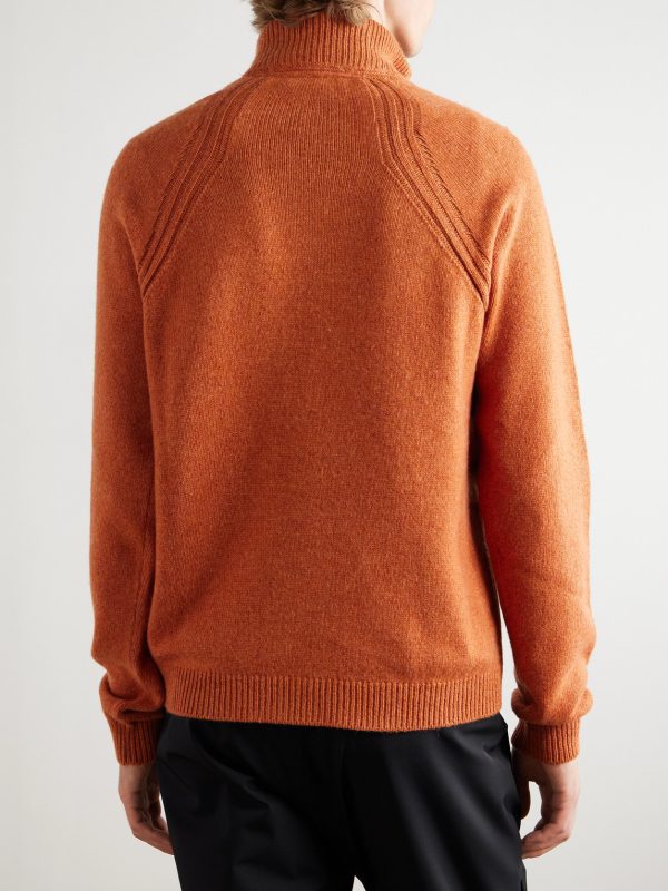 Leather-Trimmed Cashmere Half-Zip Ski Sweater - BK Leather-Trimmed Cashmere Half-Zip Ski Sweater - BK