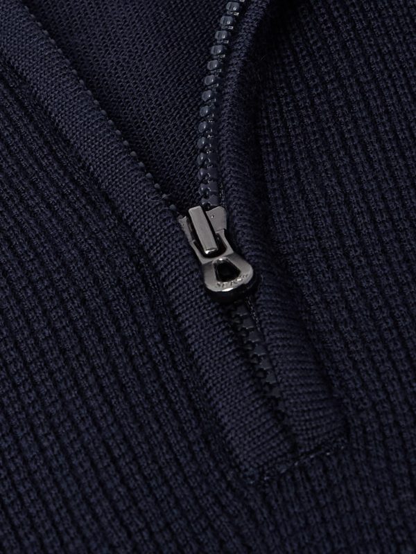 Waffle-Knit Virgin Wool Half-Zip Sweater - CU Waffle-Knit Virgin Wool Half-Zip Sweater - CU