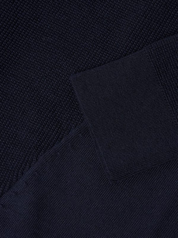 Waffle-Knit Virgin Wool Half-Zip Sweater - E1 Waffle-Knit Virgin Wool Half-Zip Sweater - E1