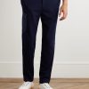 Straight-Leg Shell-Trimmed Wool-Blend Drawstring Trousers - FR Straight-Leg Shell-Trimmed Wool-Blend Drawstring Trousers - FR