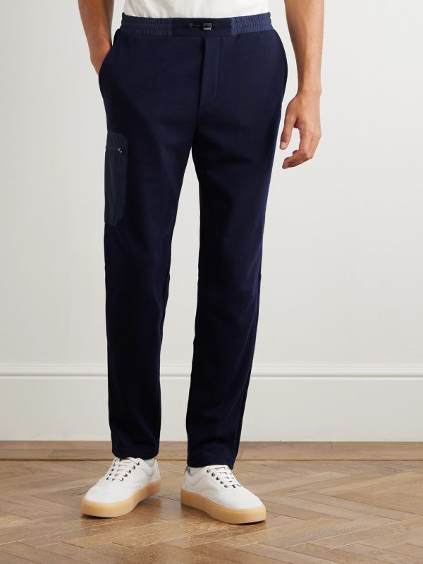 Straight-Leg Shell-Trimmed Wool-Blend Drawstring Trousers - FR Straight-Leg Shell-Trimmed Wool-Blend Drawstring Trousers - FR