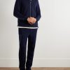 Straight-Leg Shell-Trimmed Wool-Blend Drawstring Trousers - OU Straight-Leg Shell-Trimmed Wool-Blend Drawstring Trousers - OU