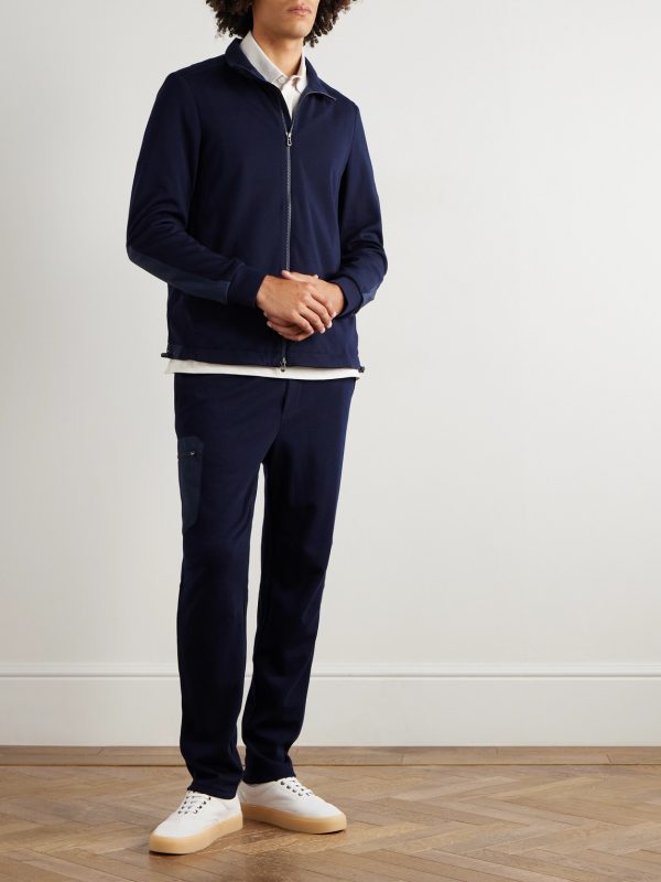 Straight-Leg Shell-Trimmed Wool-Blend Drawstring Trousers - OU Straight-Leg Shell-Trimmed Wool-Blend Drawstring Trousers - OU