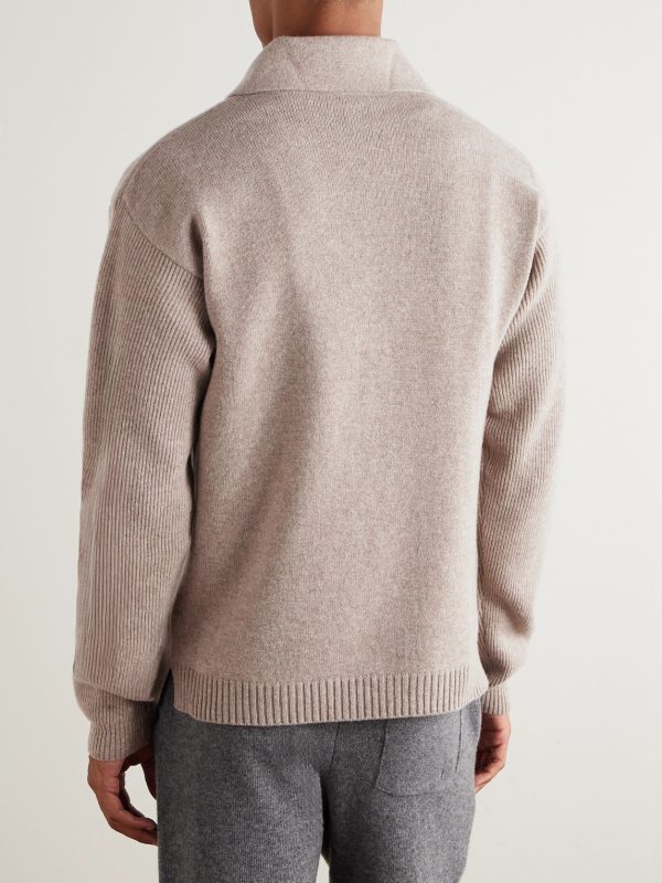 Virgin Wool and Cashmere-Blend Half-Zip Sweater - BK Virgin Wool and Cashmere-Blend Half-Zip Sweater - BK