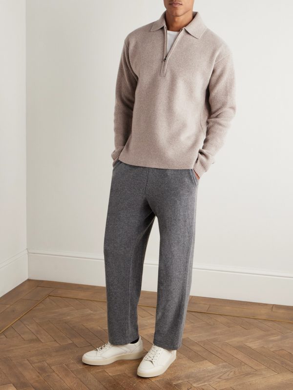 Virgin Wool and Cashmere-Blend Half-Zip Sweater - OU Virgin Wool and Cashmere-Blend Half-Zip Sweater - OU