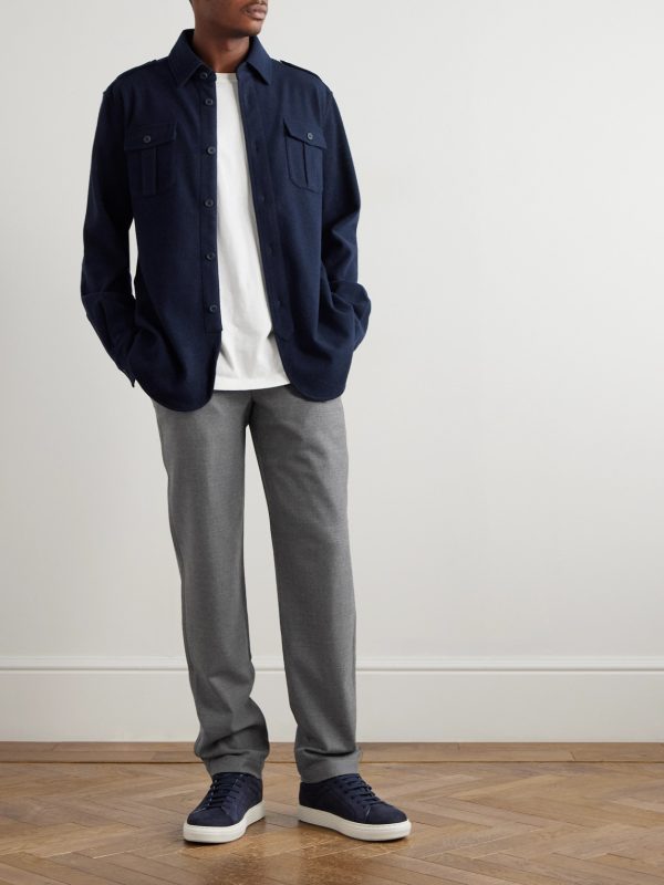 Mindset Straight-Leg Stretch Virgin Wool-Flannel Trousers - OU Mindset Straight-Leg Stretch Virgin Wool-Flannel Trousers - OU