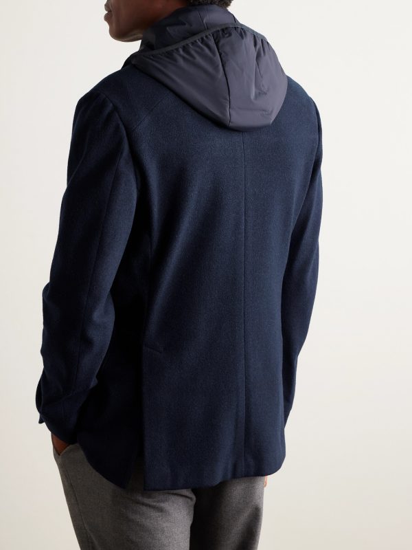 Panelled Virgin Wool-Blend and Nylon-Blend Hooded Blazer - BK