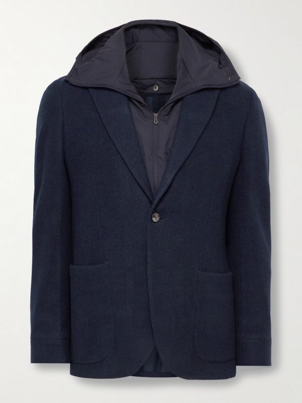 Panelled Virgin Wool-Blend and Nylon-Blend Hooded Blazer