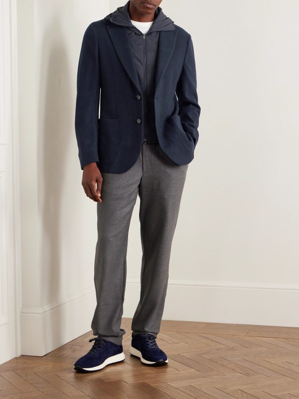 Panelled Virgin Wool-Blend and Nylon-Blend Hooded Blazer - OU