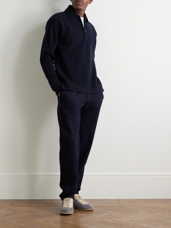 Virgin Wool and Cashmere-Blend Half-Zip Sweater - OU