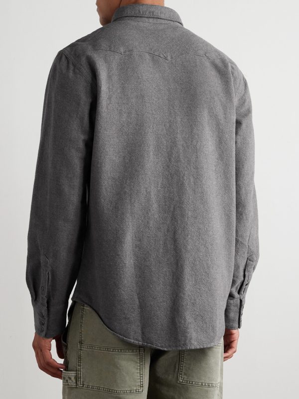 Brushed-Cotton Oxford Western Shirt - BK Brushed-Cotton Oxford Western Shirt - BK